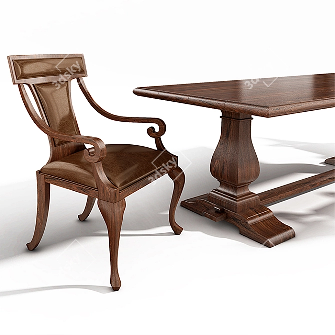 Classic Elegance: Theodore Alexander Chair and Dining Table Set 3D model image 2