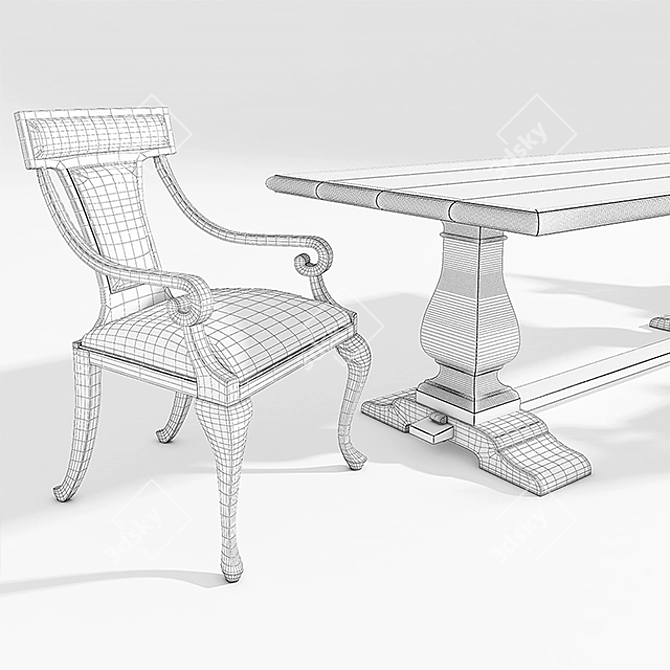 Classic Elegance: Theodore Alexander Chair and Dining Table Set 3D model image 3