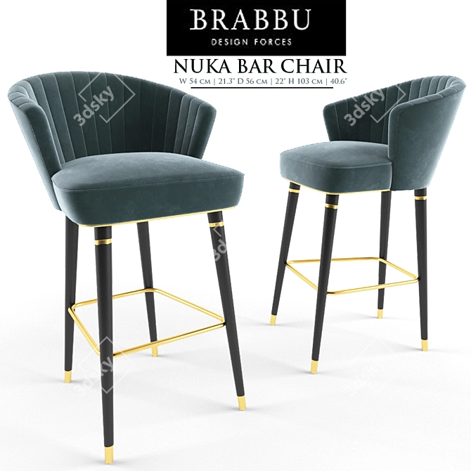 Nuka Velvet Bar Chair | Elegant and Chic 3D model image 1