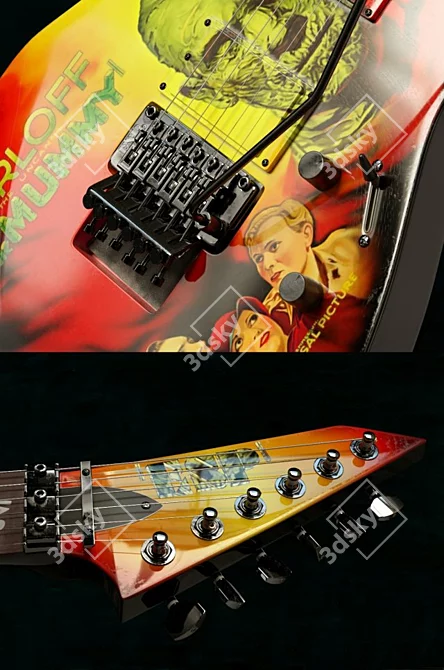 ESP Electric Guitar - Black and Custom Signature Finish 3D model image 2