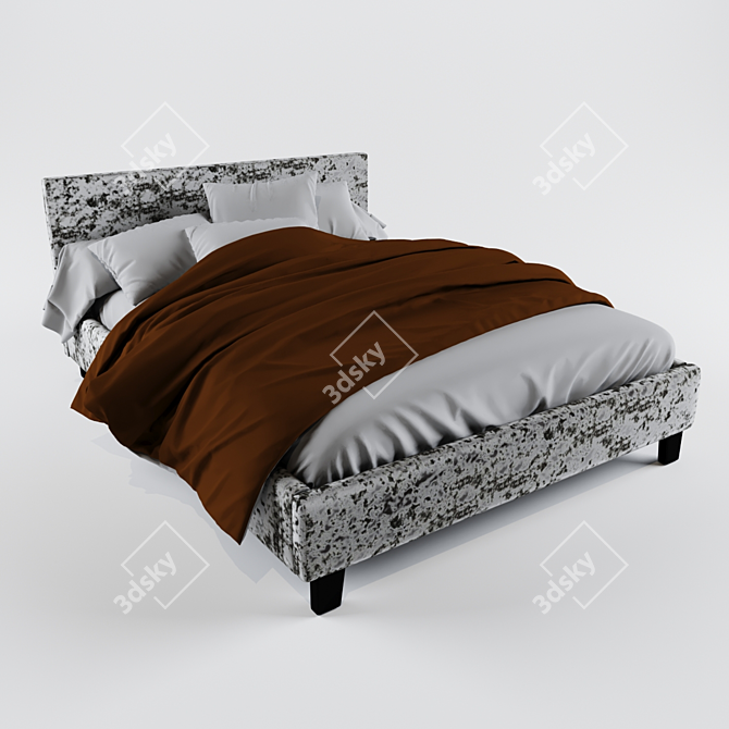Modern Berlin Fabric Bed 3D model image 1