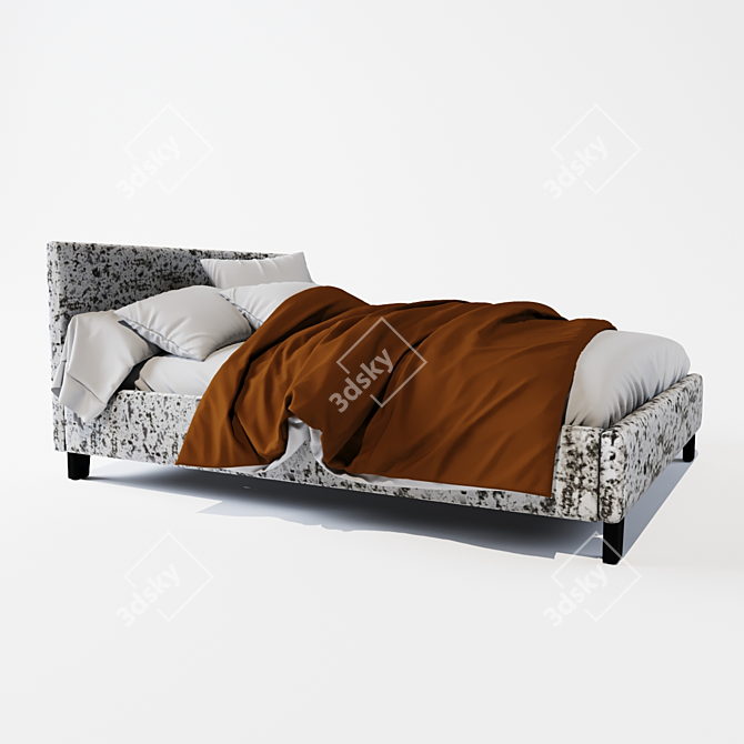 Modern Berlin Fabric Bed 3D model image 3