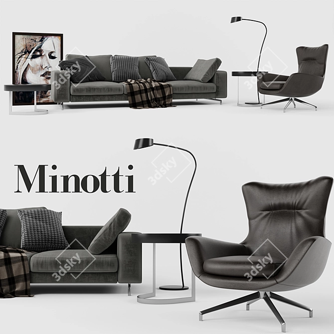 Modern Minotti Sherman Sofa Set 3D model image 1