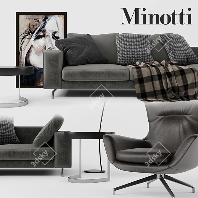 Modern Minotti Sherman Sofa Set 3D model image 2
