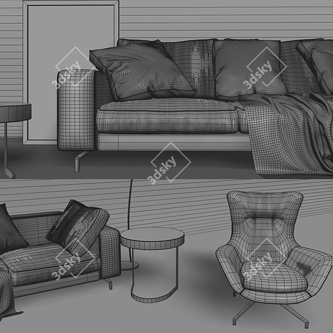 Modern Minotti Sherman Sofa Set 3D model image 3