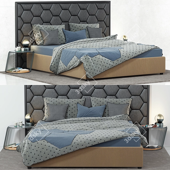 Elegant Elena: A Stylish Bed 3D model image 1