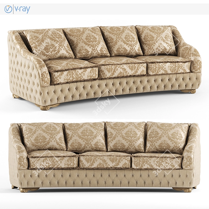 Luxurious Three-Seater Esedra Sofa 3D model image 1