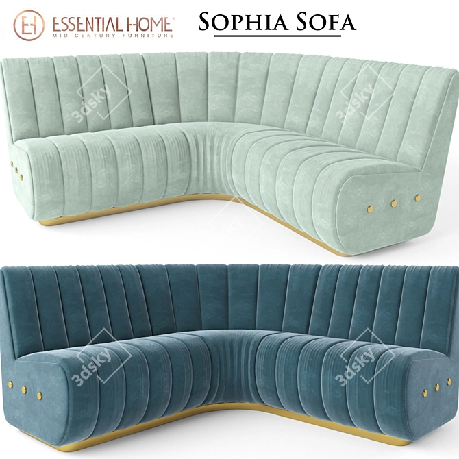Sophisticated Velvet Lounge Sofa 3D model image 1