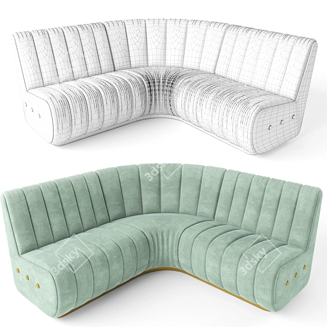 Sophisticated Velvet Lounge Sofa 3D model image 2