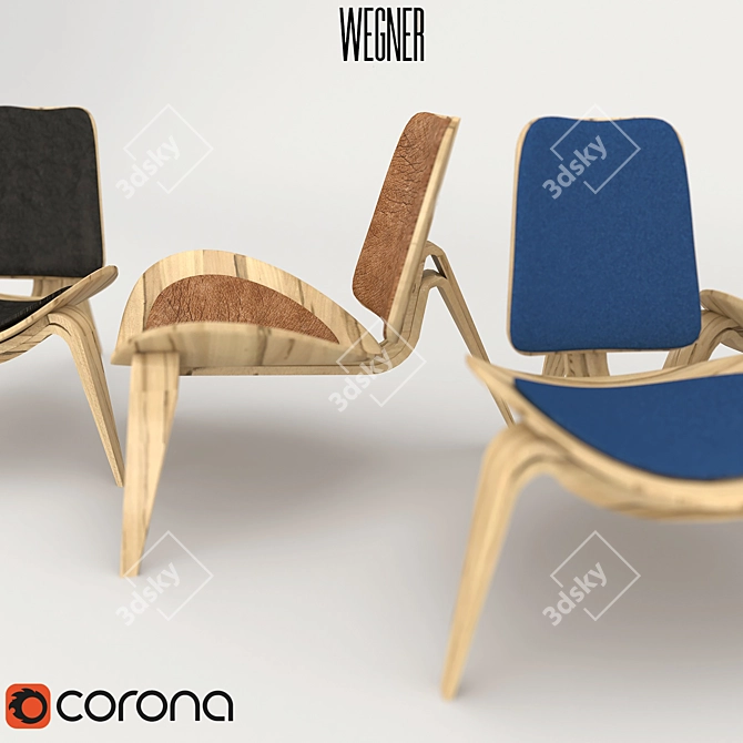Title: Iconic Danish Design: Hans J. Wegner Chairs 3D model image 2