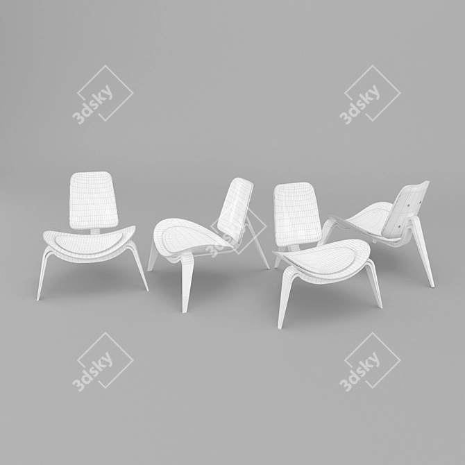 Title: Iconic Danish Design: Hans J. Wegner Chairs 3D model image 3