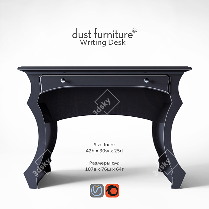 Elegant Writing Desk by Dust 3D model image 1