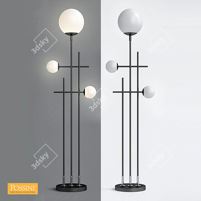 Modern Astrid 3-Light Floor Lamp 3D model image 1