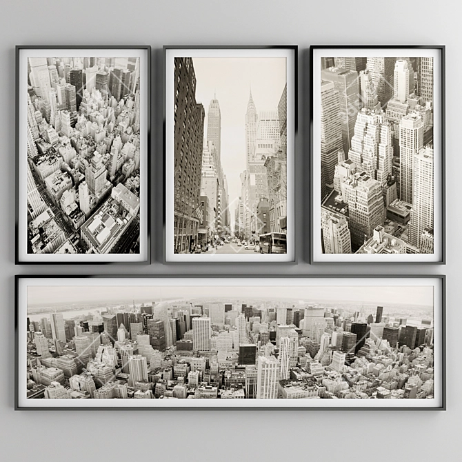 New York Skyline: Framed Sepia Prints 3D model image 1