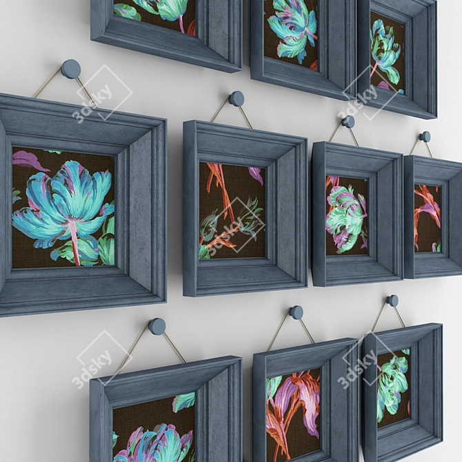 Title: Floral Framed Paintings Set 3D model image 2