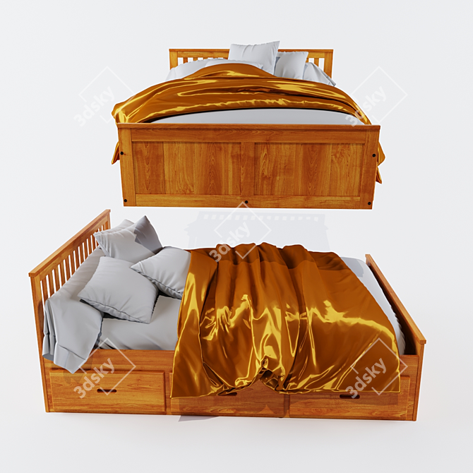 Designer Bed | 1500x2000x800 | Stylish and Functional 3D model image 2