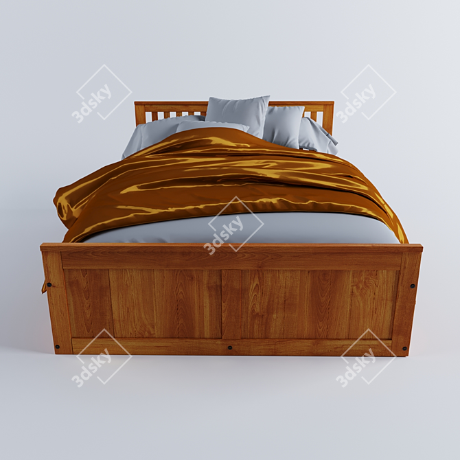 Designer Bed | 1500x2000x800 | Stylish and Functional 3D model image 3