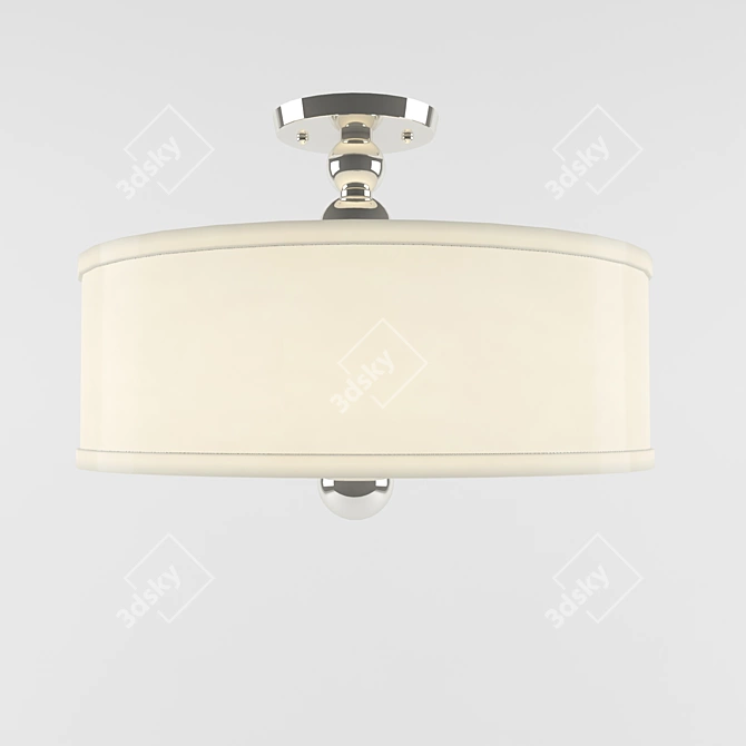 Zelda Ceiling Light - Polished Nickel, White Fabric Shade 3D model image 1