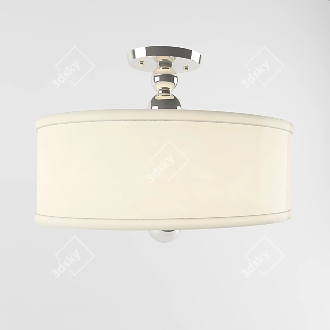 Zelda Ceiling Light - Polished Nickel, White Fabric Shade 3D model image 2