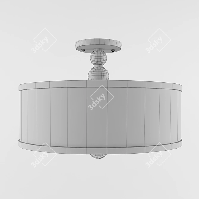 Zelda Ceiling Light - Polished Nickel, White Fabric Shade 3D model image 3