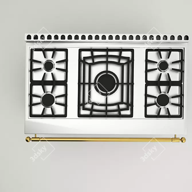 La Cornue Chatelet 120: Premium Gas Stove with Brass Finish 3D model image 2