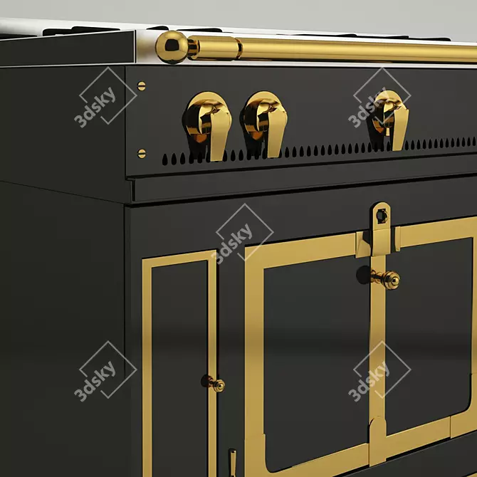 La Cornue Chatelet 120: Premium Gas Stove with Brass Finish 3D model image 3