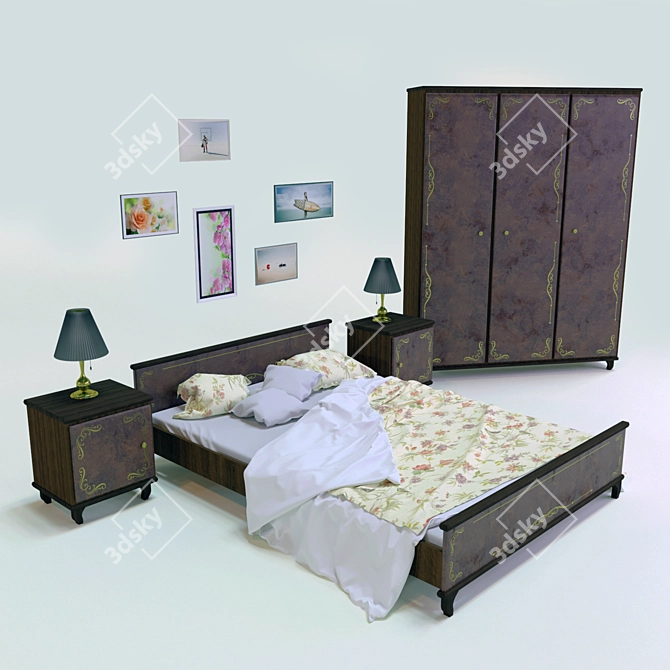 Elegance Collection: Romanian Classic Bedroom Set 3D model image 1