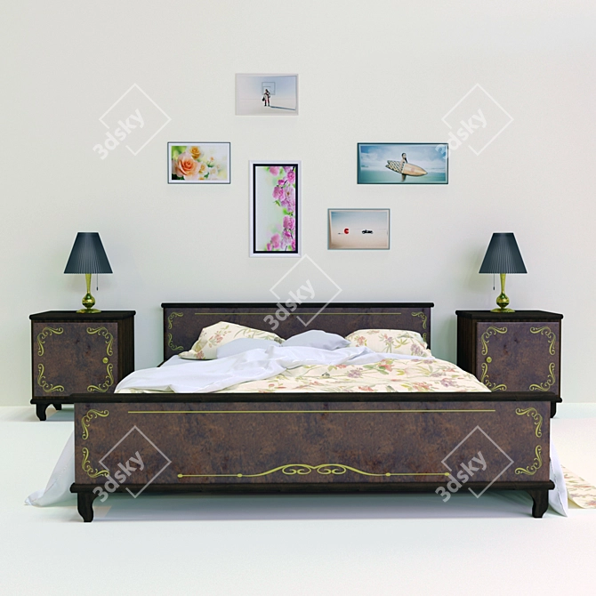 Elegance Collection: Romanian Classic Bedroom Set 3D model image 3