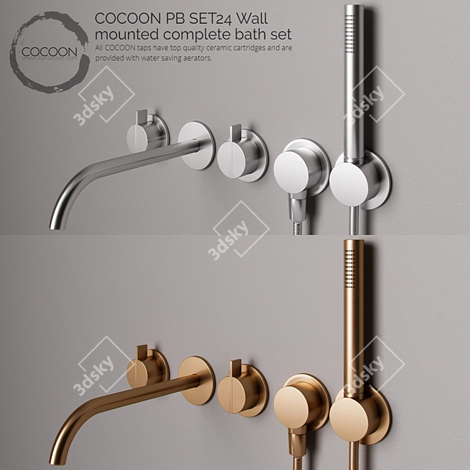 Stainless Steel COCOON Bathroom Faucet 3D model image 1