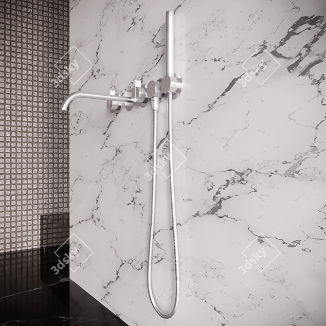 Stainless Steel COCOON Bathroom Faucet 3D model image 3