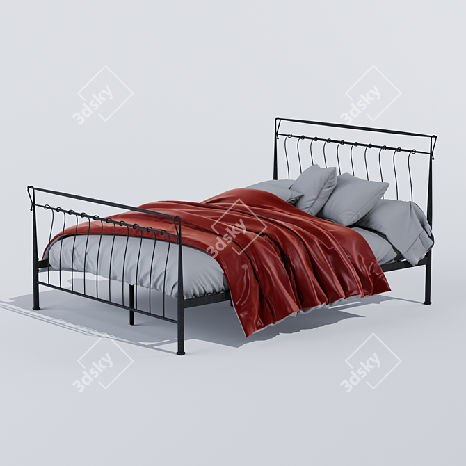 Titanium Gray Metal Bed - 2100x1500x1100 3D model image 1