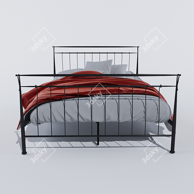 Titanium Gray Metal Bed - 2100x1500x1100 3D model image 3