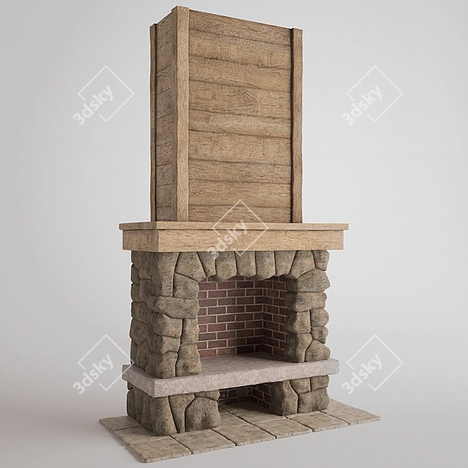 Stylish Fireplace Design 3D model image 1
