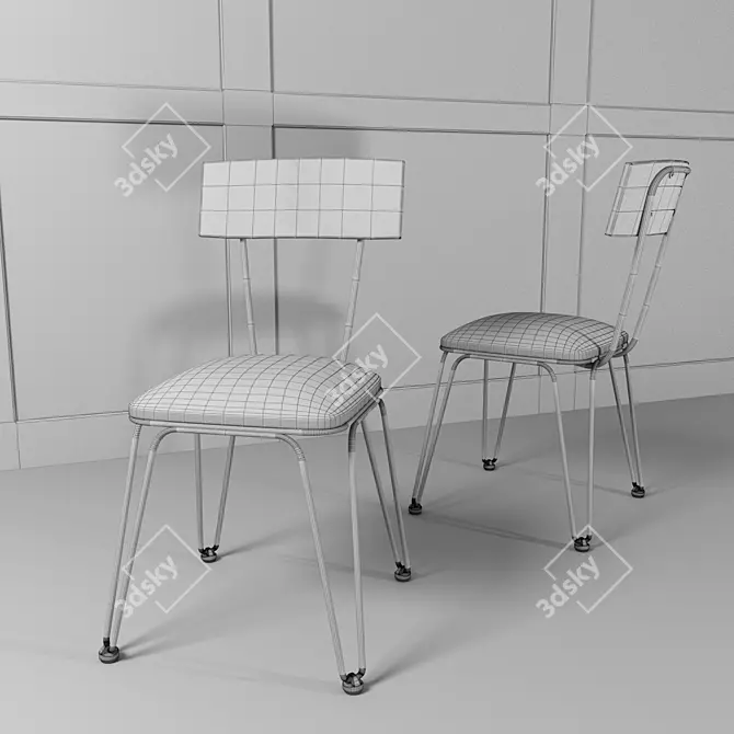 Elegant Metal Frame Chairs with Cushion 3D model image 2