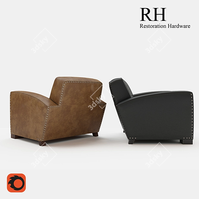 Classic Leather Library Chair 3D model image 2