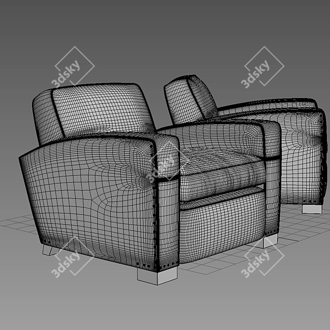 Classic Leather Library Chair 3D model image 3