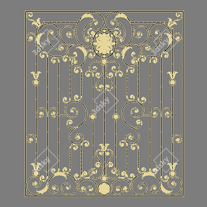 Elegant Iron Grate 3D model image 2