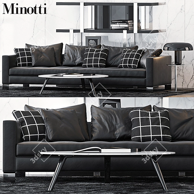 Modern Minotti Set with Pollock Sofa and Dalton Shelf 3D model image 1