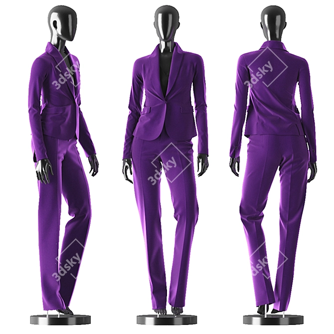 Elegant Purple Suit for Women 3D model image 1