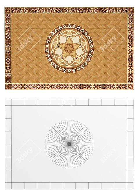 Artistic Parquet Da Vinci: 12 Rosette Designs, 3900x2500 Panel Size 3D model image 3