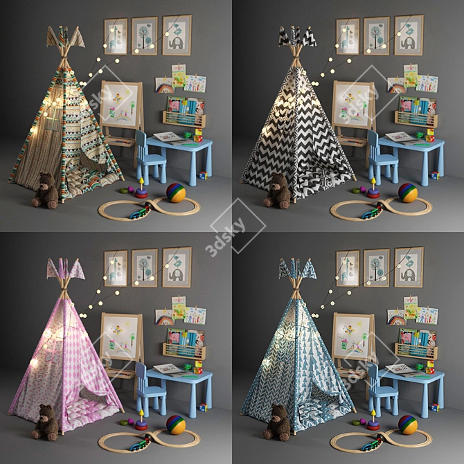 Imaginative Kids Teepee Tent 3D model image 2