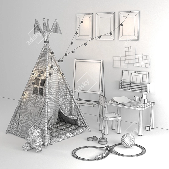 Imaginative Kids Teepee Tent 3D model image 3