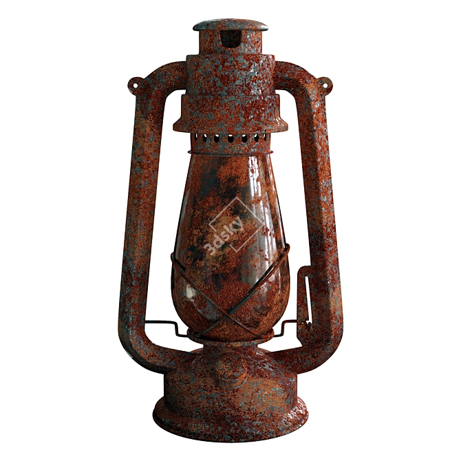 Antique Rustic Kerosene Lamp 3D model image 1