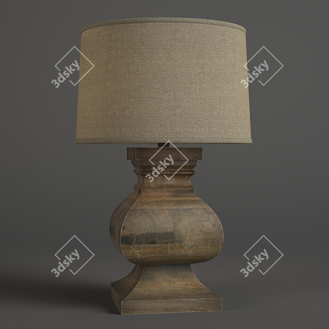 Title: Curved Wood Table Lamp 3D model image 1