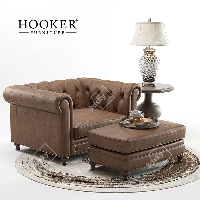 Stunning Hooker Alexa Armchair Set 3D model image 1