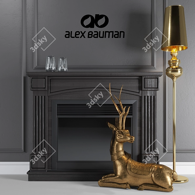 Elegant Electric Fireplace: ALEX BAUMAN Marseilles 3D model image 1
