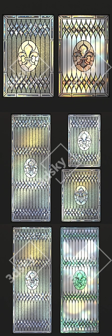 Royal Lily Stained Glass Set 3D model image 2