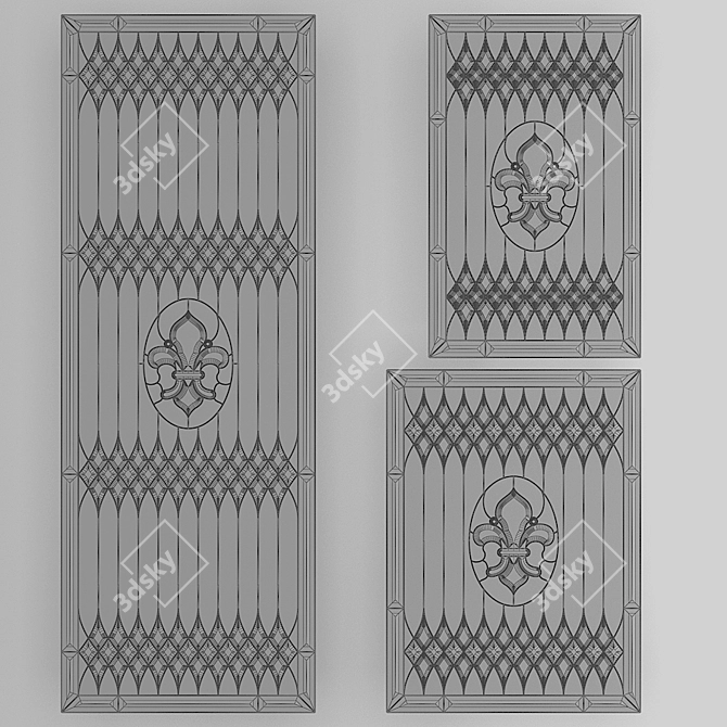 Royal Lily Stained Glass Set 3D model image 3