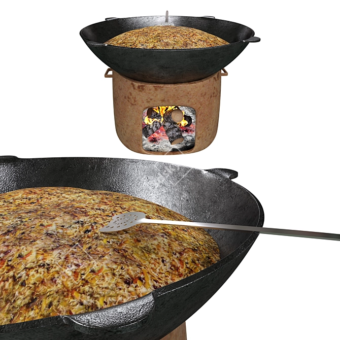 Uzbek Palov Kazan: Authentic Pilau Cookware 3D model image 1