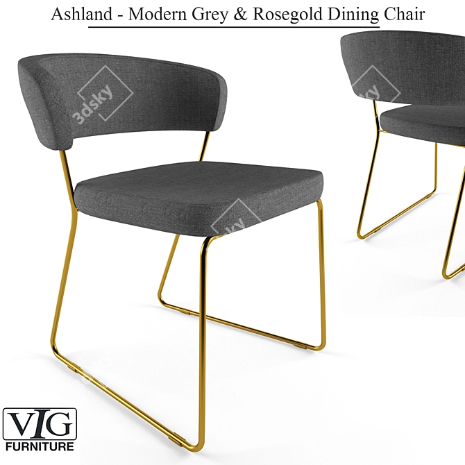 Ashland: Gray & Rosegold Dining Chair 3D model image 1